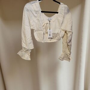 1 We Wore What Cream Long Sleeve Women's Crop Top size small